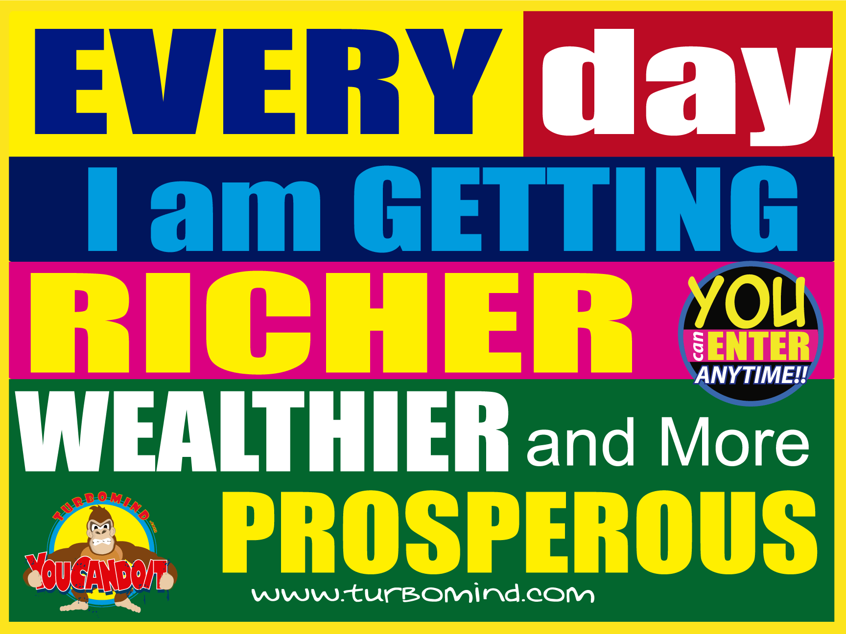 EVERY DAY I AM GETTING RICHER, WEALTHIER AND MORE PROSPEROUS
