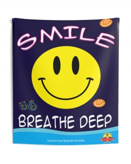 SMILE BREATHE DEEP-BLUE Indoor Wall Tapestries
