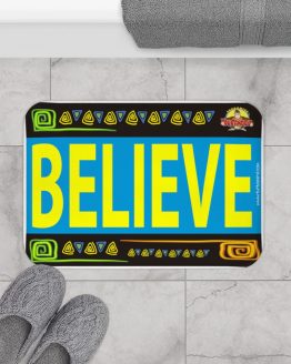 BELIEVE-BLUE/BLACK Bath Mat