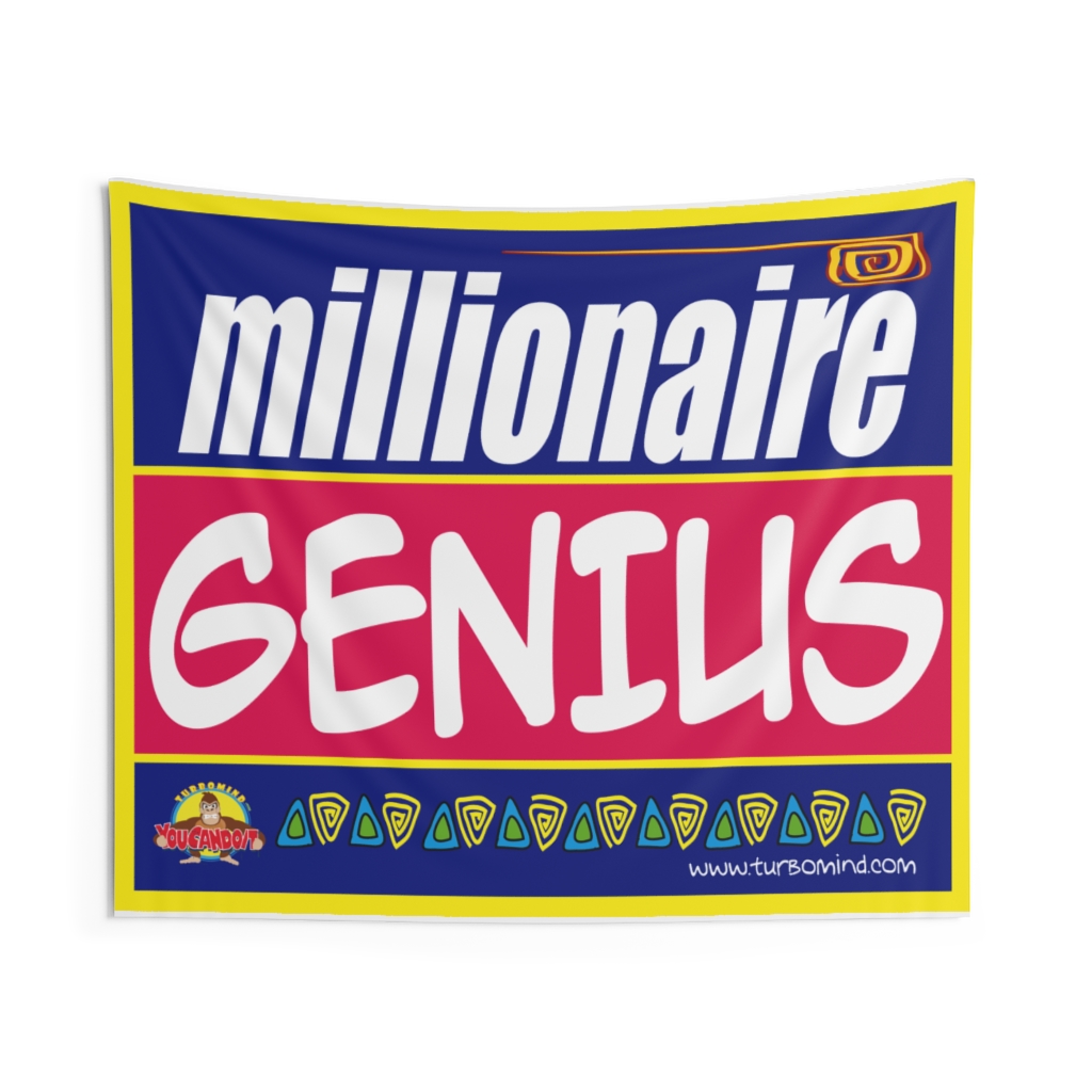 MILLIONAIRE GENIUS-BLUE Indoor Wall Tapestries