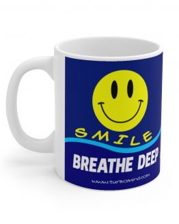 "SMILE, BREATHE DEEP" Dark Blue TurboMind Mug