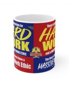 NO SUBSTITUTE FOR HARD WORK-RED AND BLUE MUG
